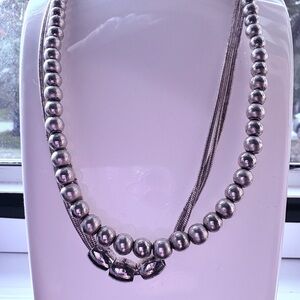 Napier pair Elegant Silver Beaded Necklaces(2)